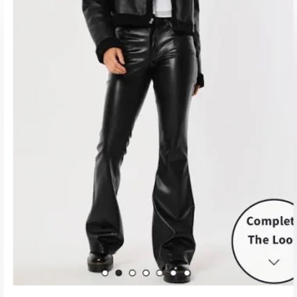 Hollister black leather flare pants